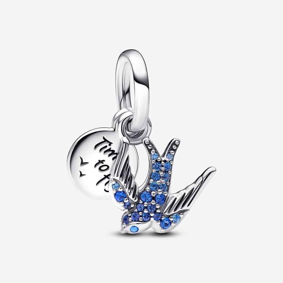 Sparkling Swallow Double Dangle Charm