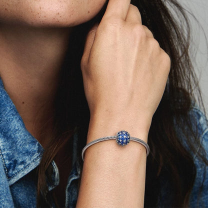 Sparkling Pavé Round Blue Charm