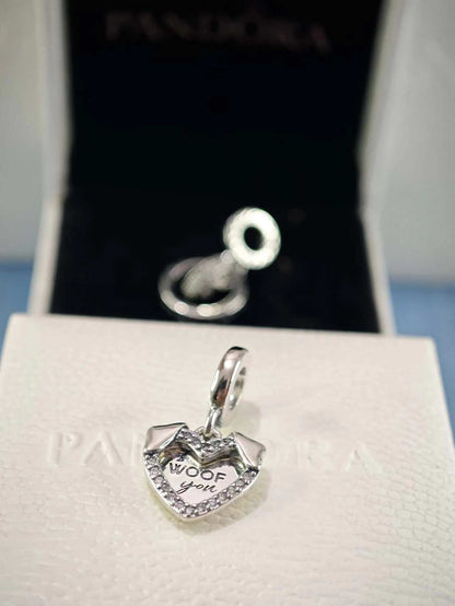 Heart and Dog Double Dangle Charm