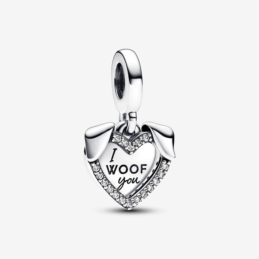 Heart and Dog Double Dangle Charm