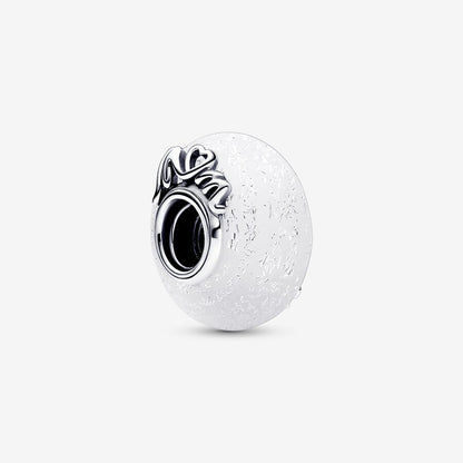 Glittery White Murano Glass Mom and Love Charm