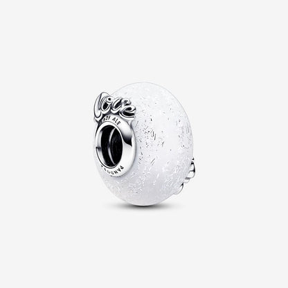 Glittery White Murano Glass Mom and Love Charm