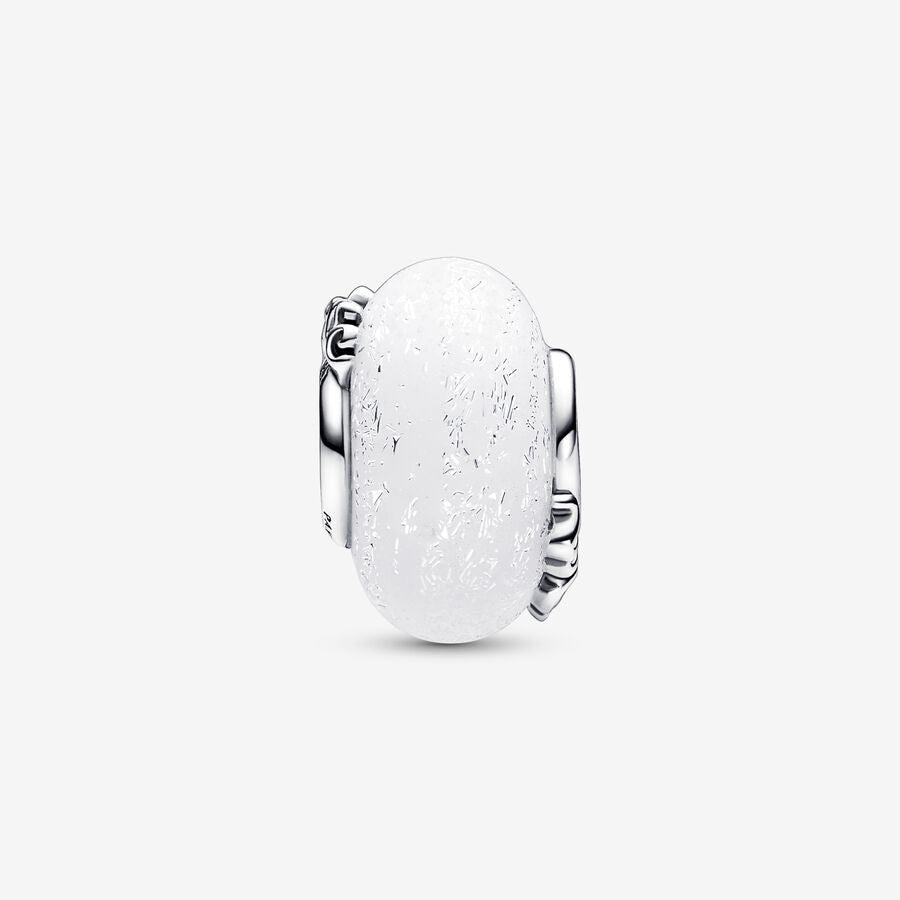 Glittery White Murano Glass Mom and Love Charm