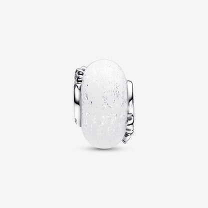 Glittery White Murano Glass Mom and Love Charm