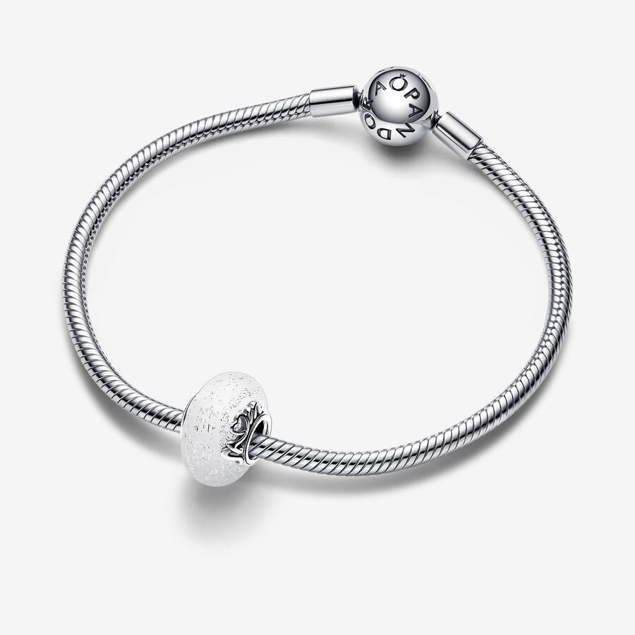 Glittery White Murano Glass Mom and Love Charm