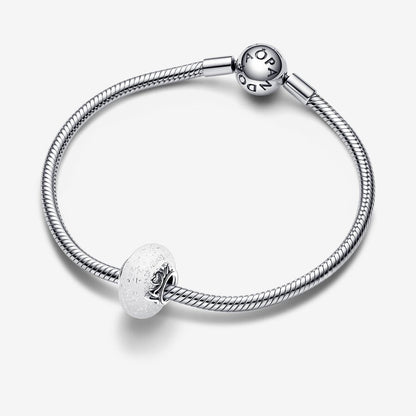 Glittery White Murano Glass Mom and Love Charm
