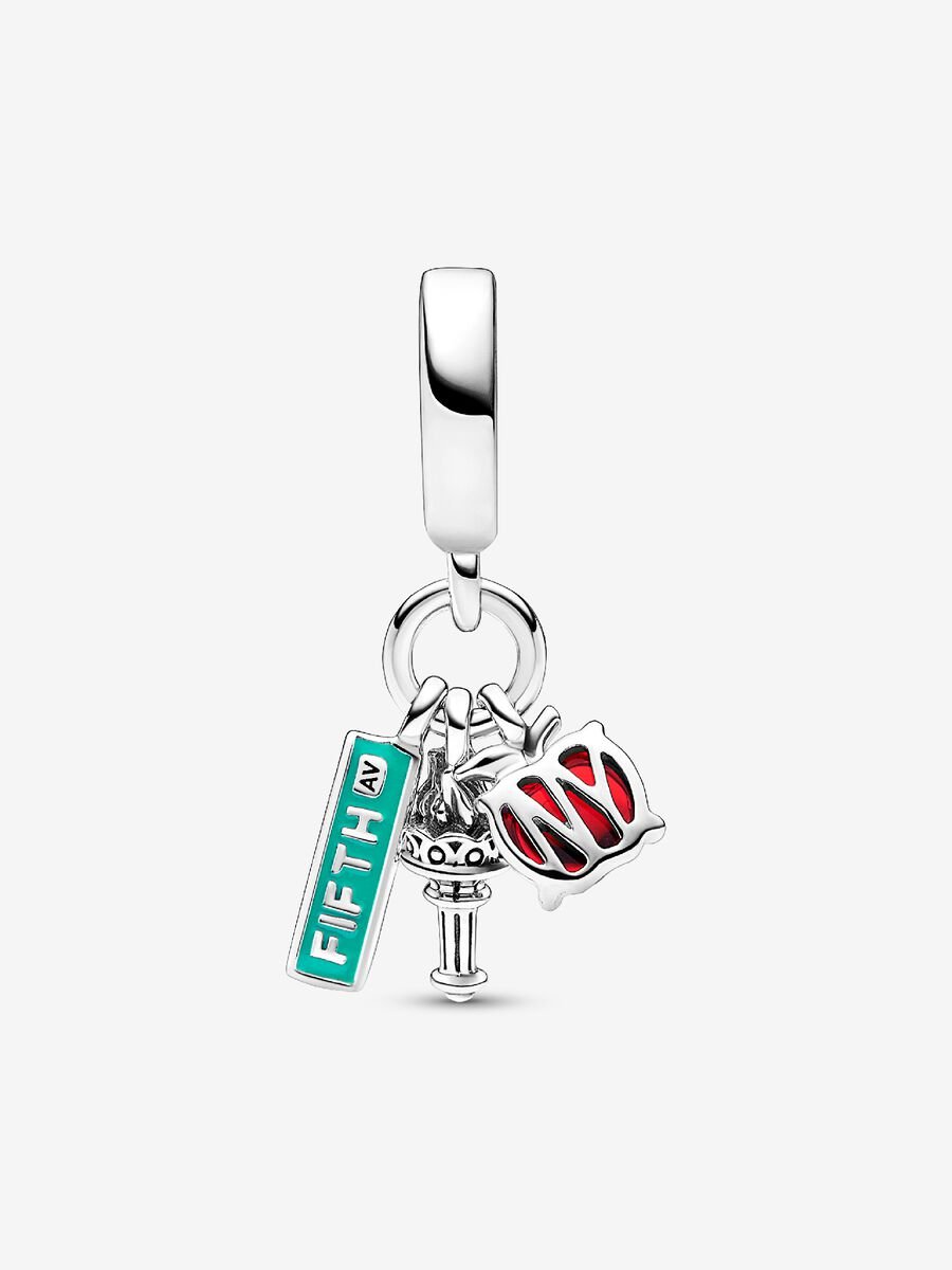 NYC Apple, Torch and Street Sign Triple Dangle Charm