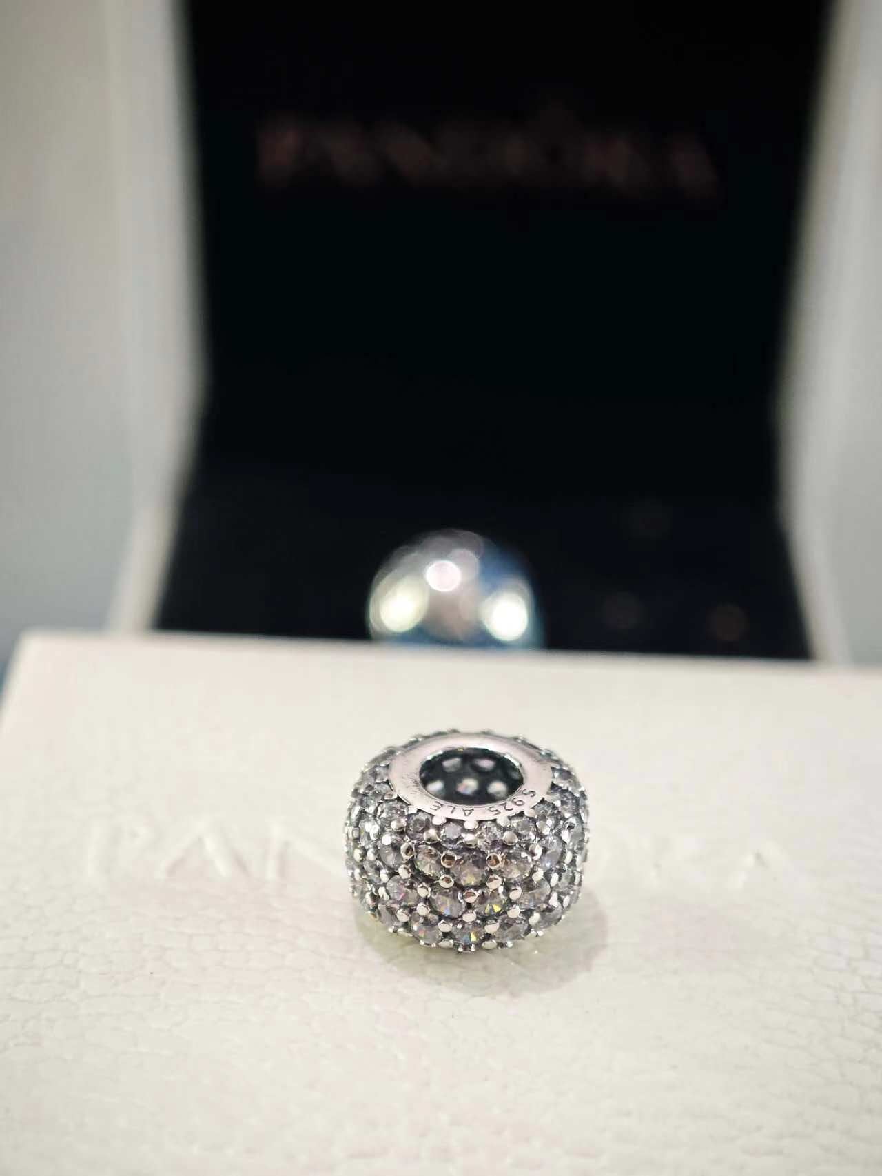 Sparkling Pavé Triple-row Charm Sterling Silver