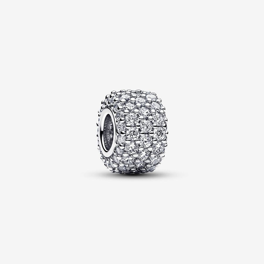Sparkling Pavé Triple-row Charm Sterling Silver