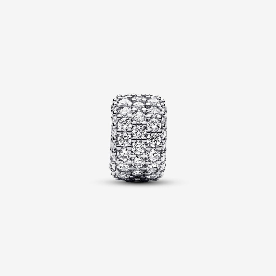 Sparkling Pavé Triple-row Charm Sterling Silver