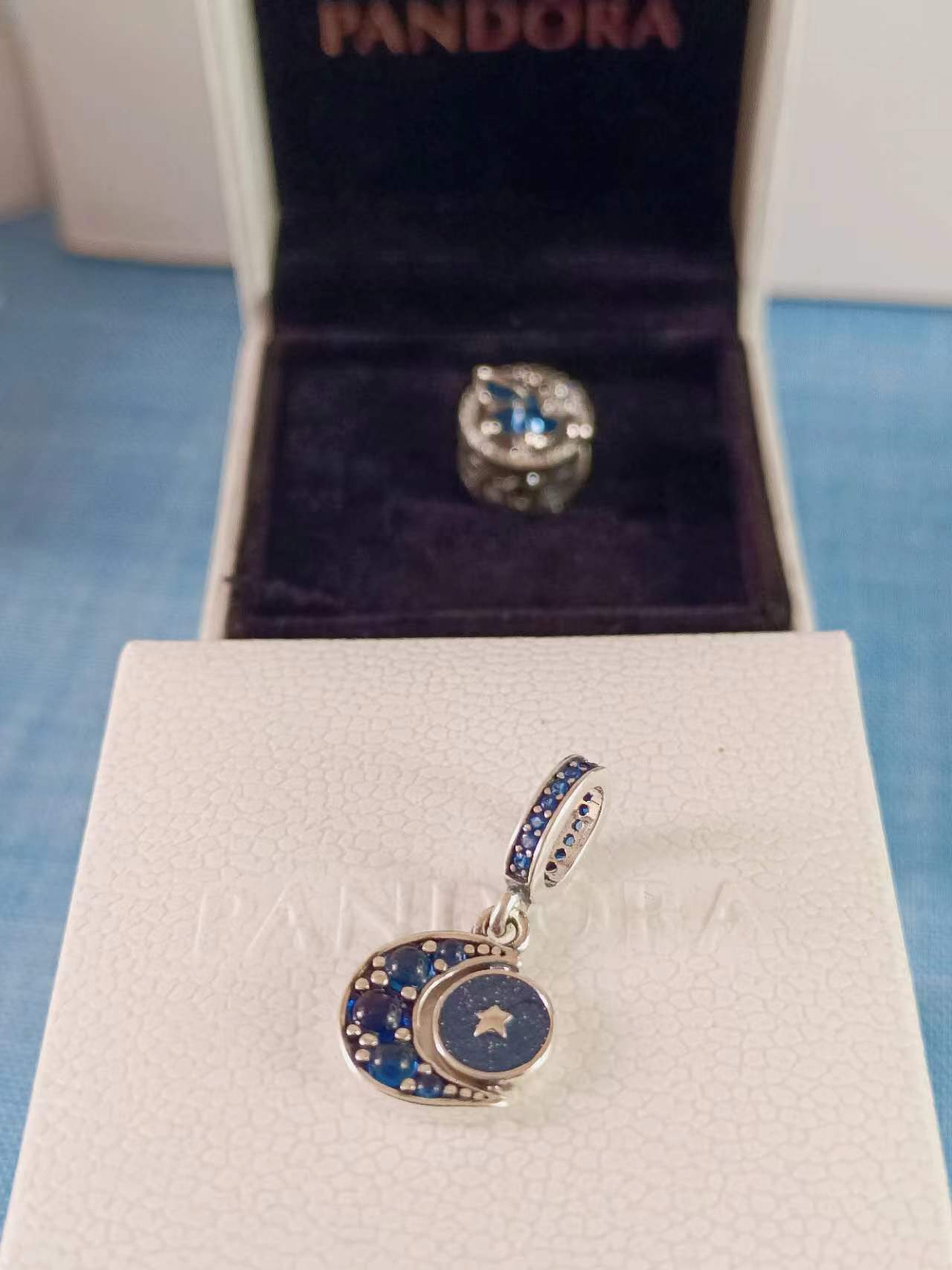 Sparkling Moon Spinning Dangle Charm