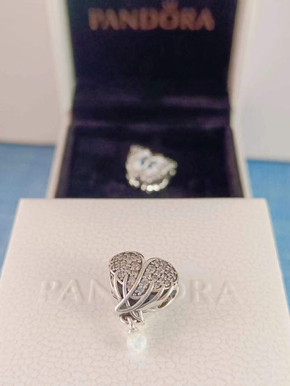 Sparkling Angel Wings and Heart Charm