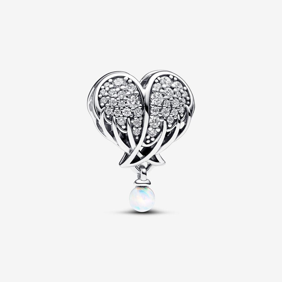 Sparkling Angel Wings and Heart Charm