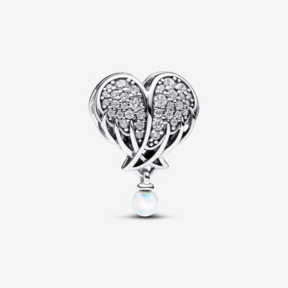 Sparkling Angel Wings and Heart Charm