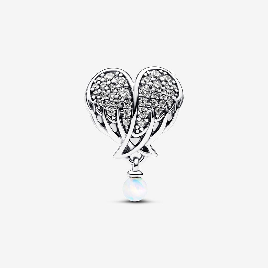 Sparkling Angel Wings and Heart Charm
