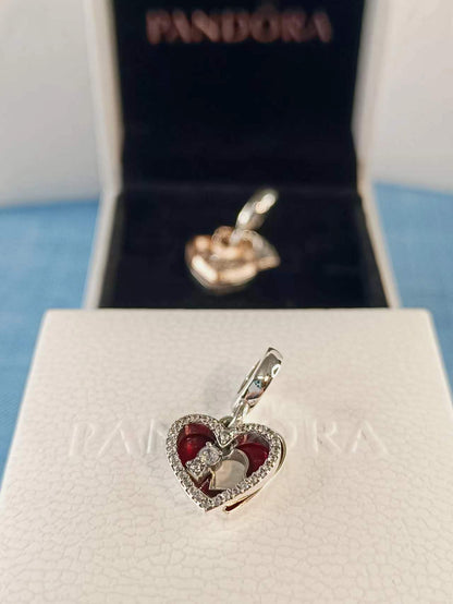 Red Heart &amp; Keyhole Double Dangle Charm 