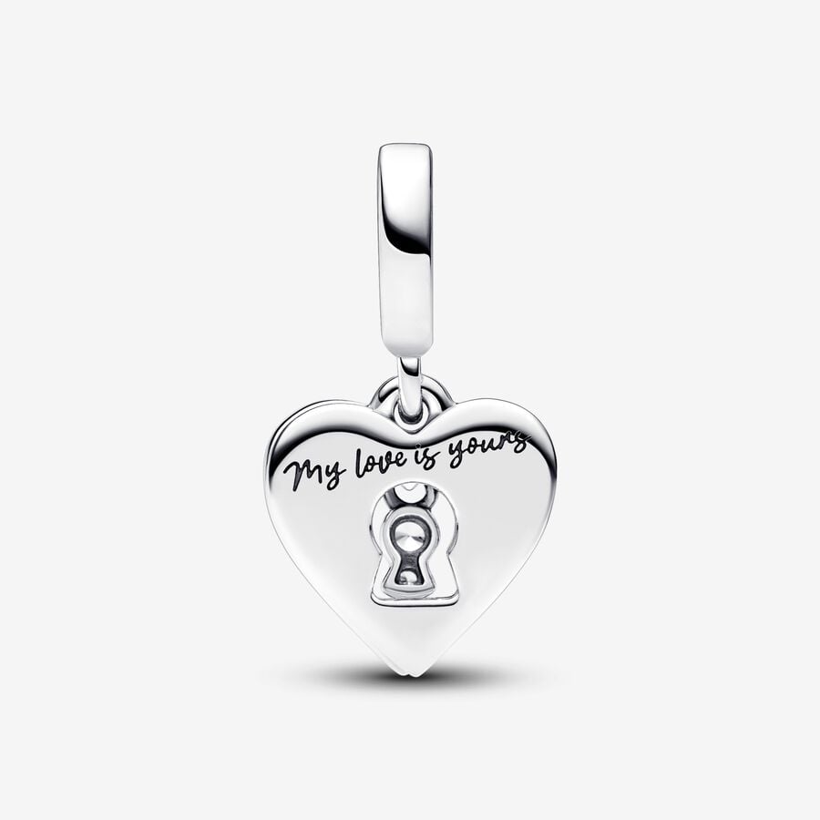 Red Heart &amp; Keyhole Double Dangle Charm 