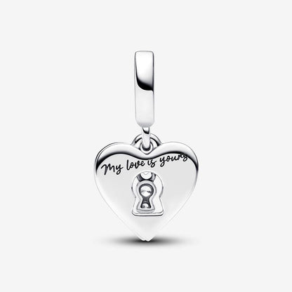 Red Heart &amp; Keyhole Double Dangle Charm 