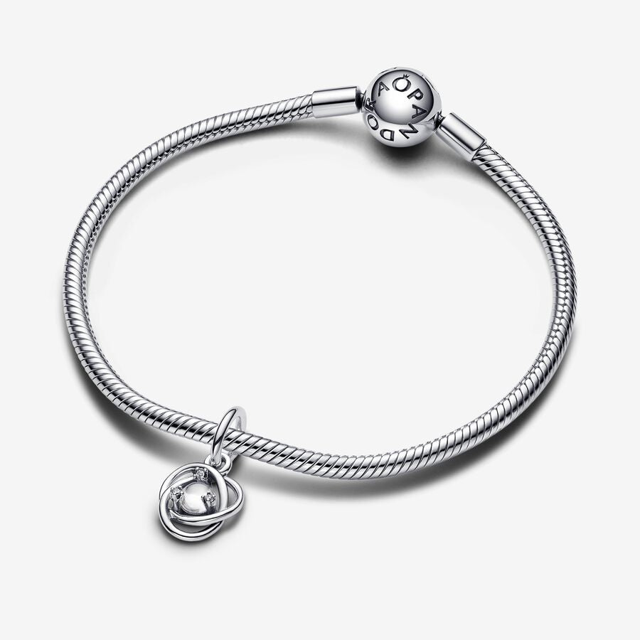 April Clear Eternity Circle Dangle Charm