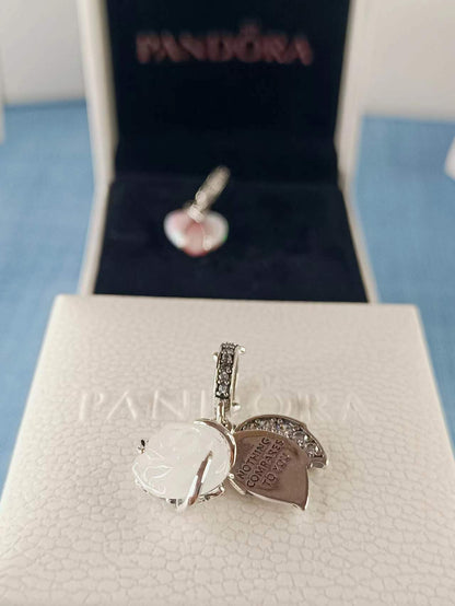 White Rose in Bloom Double Dangle Charm