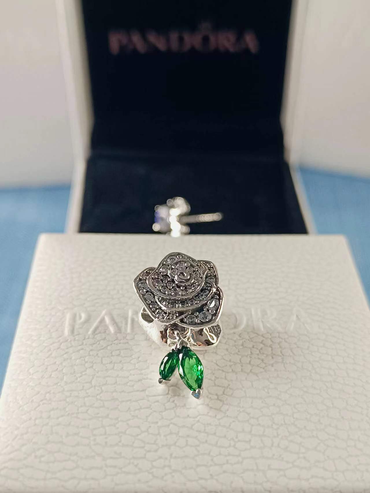 Sparkling Rose in Bloom Charm