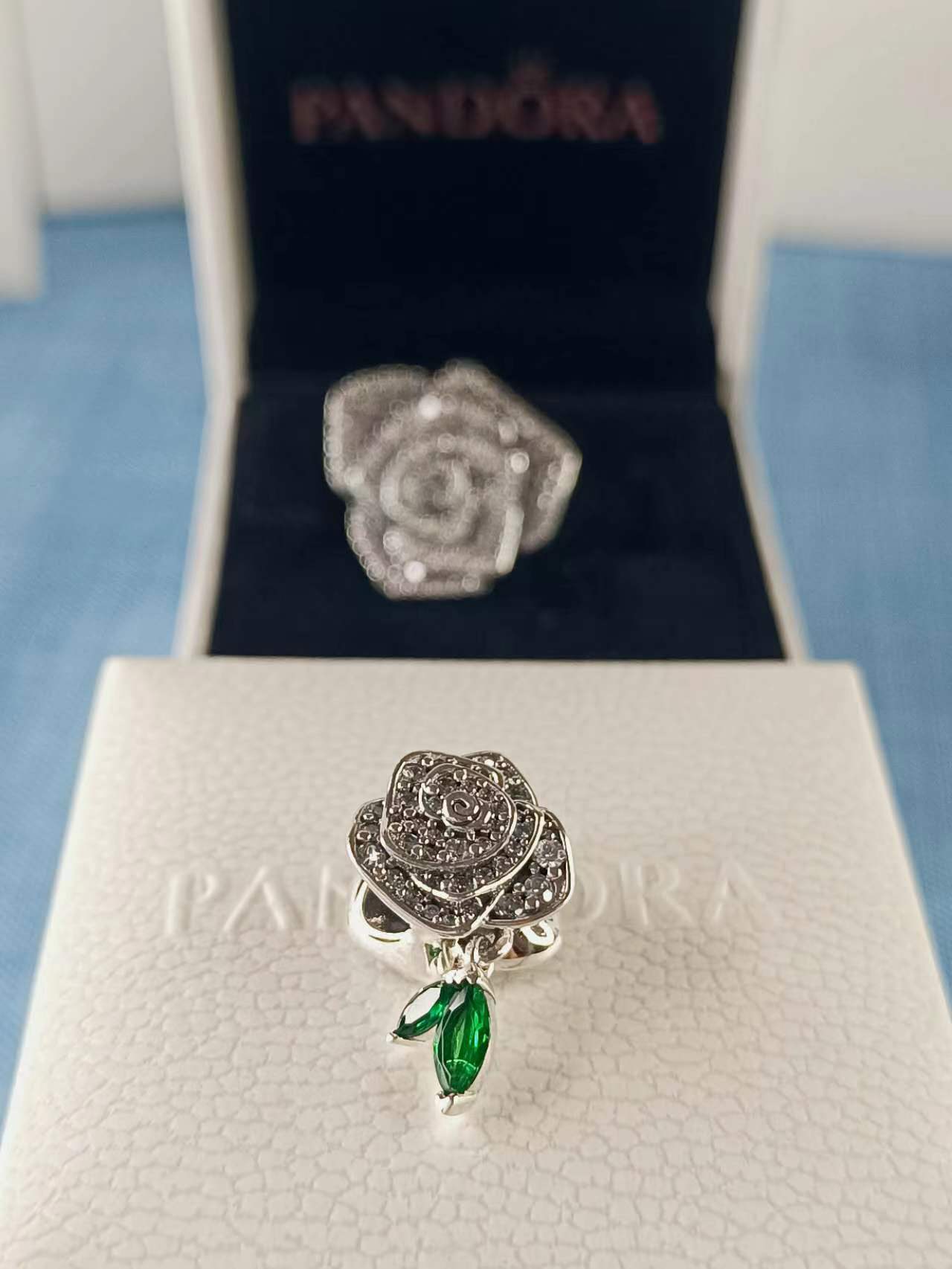Sparkling Rose in Bloom Charm