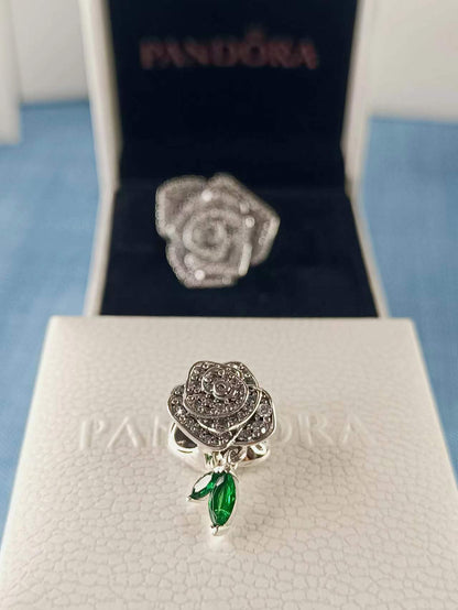 Sparkling Rose in Bloom Charm