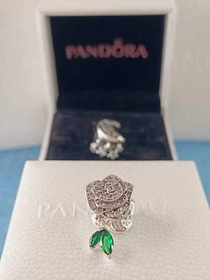 Sparkling Rose in Bloom Charm