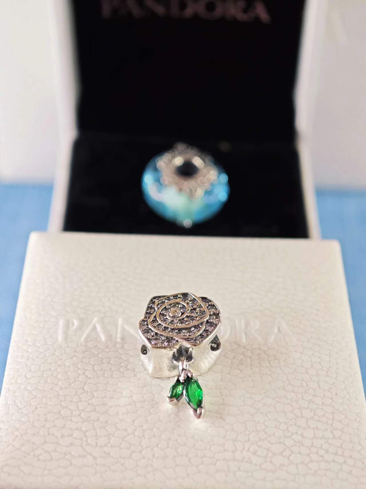 Sparkling Rose in Bloom Charm