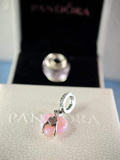 Mom Opalescent Heart Dangle Charm
