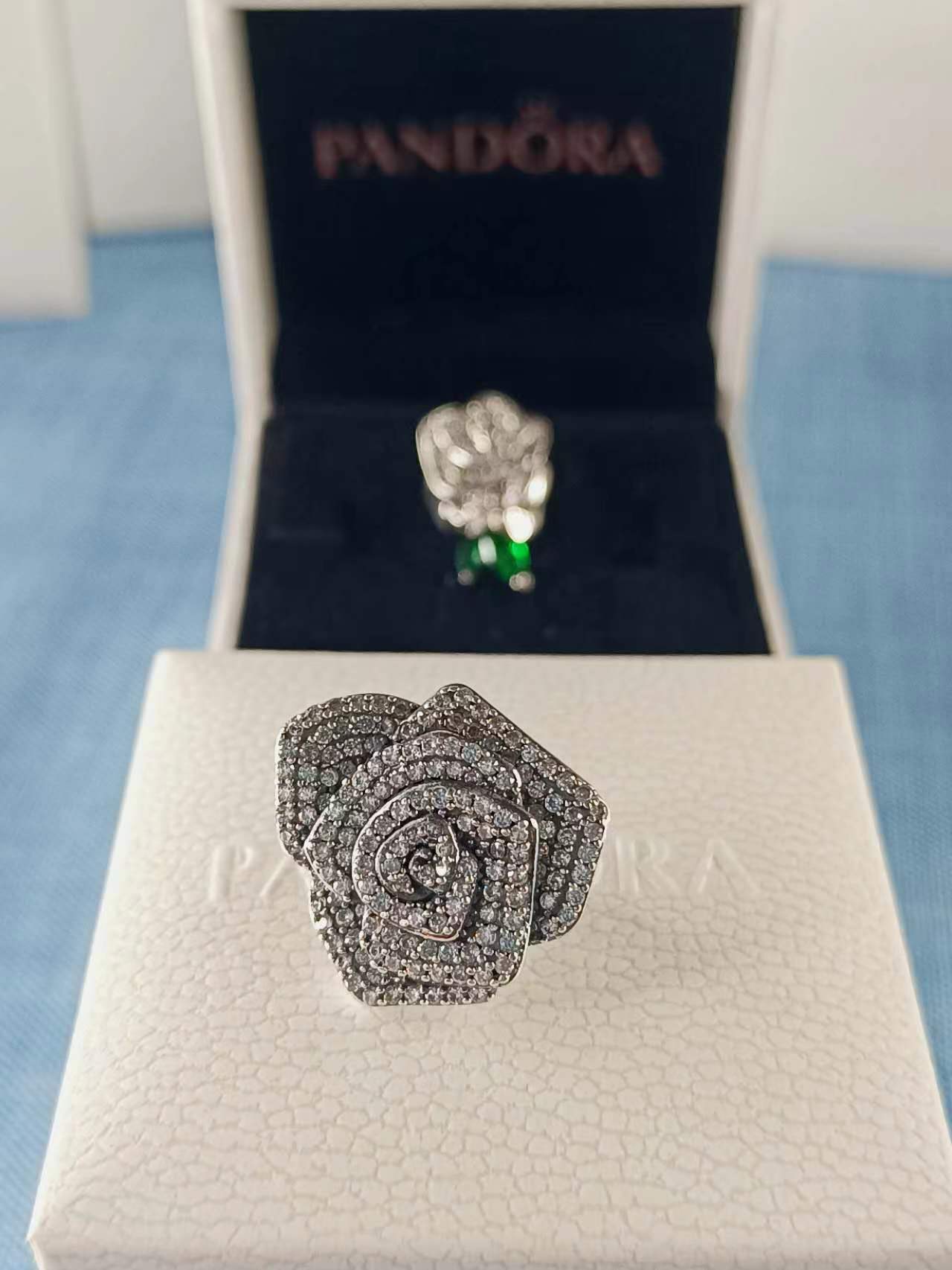 Sparkling Rose in Bloom Oversized Charm