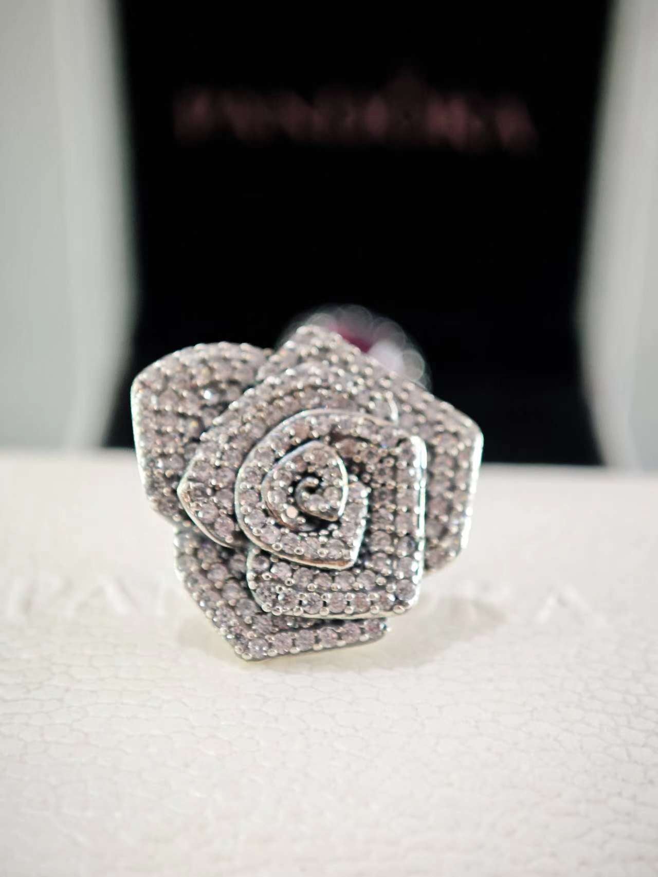 Sparkling Rose in Bloom Oversized Charm