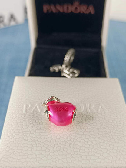 Pink 2025 Graduation Heart Charm