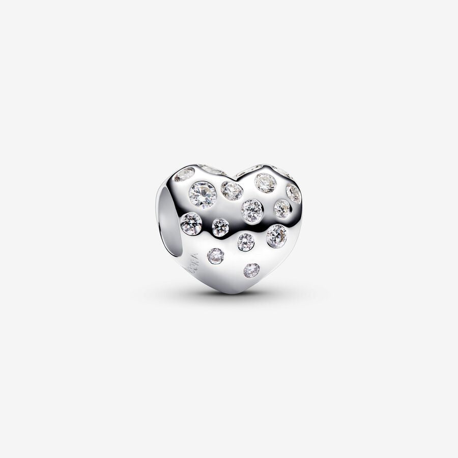 Diamond Heart Charm Sterling Silver