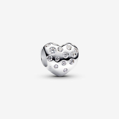 Diamond Heart Charm Sterling Silver
