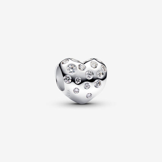 Diamond Heart Charm Sterling Silver