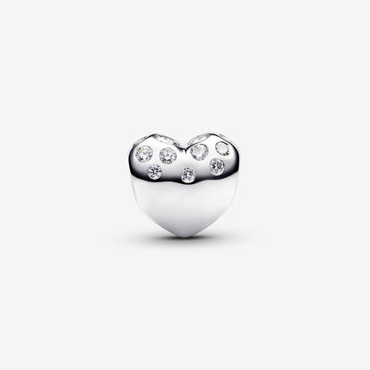 Diamond Heart Charm Sterling Silver