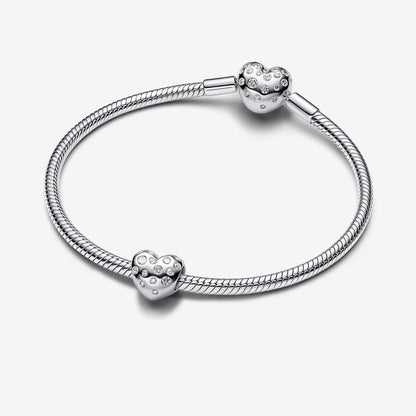 Diamond Heart Charm Sterling Silver