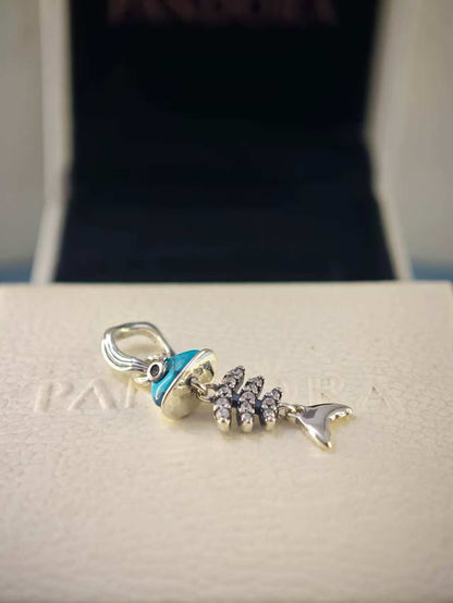 Turquoise-colored Fishbone Dangle Charm