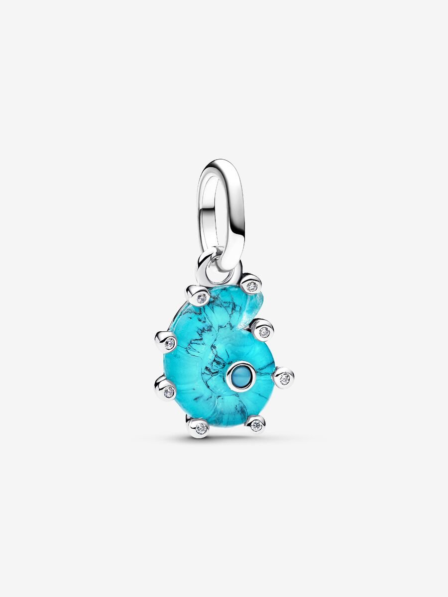 Blue Murano Glass Sea Snail Dangle Charm