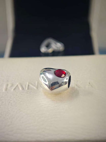 Engravable Red Stone Heart Charm