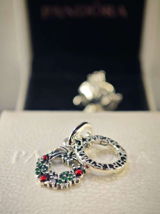 Holiday Wreath Double Dangle Charm