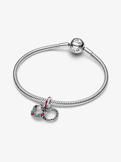 Holiday Wreath Double Dangle Charm