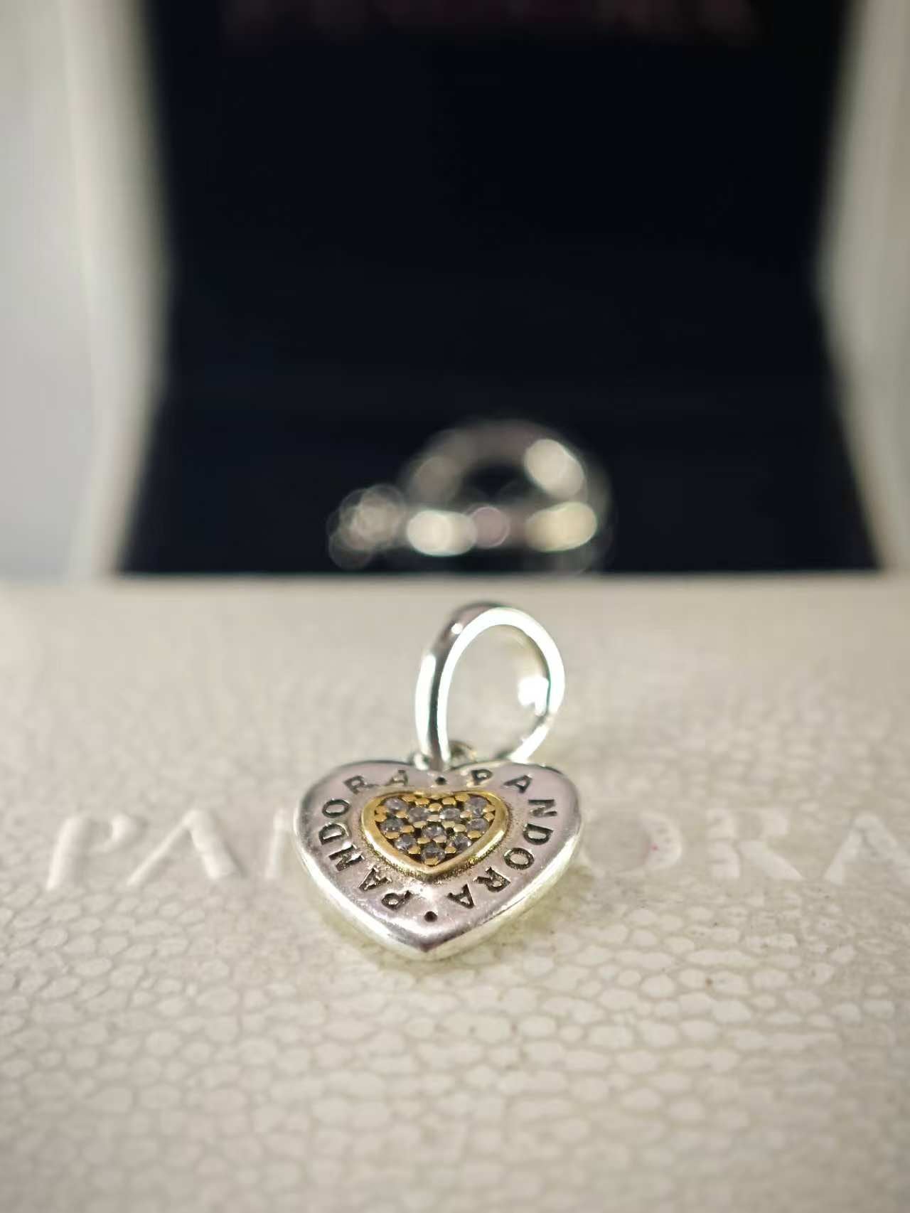 Gold-Plated Logo Heart Silver Dangle Charm