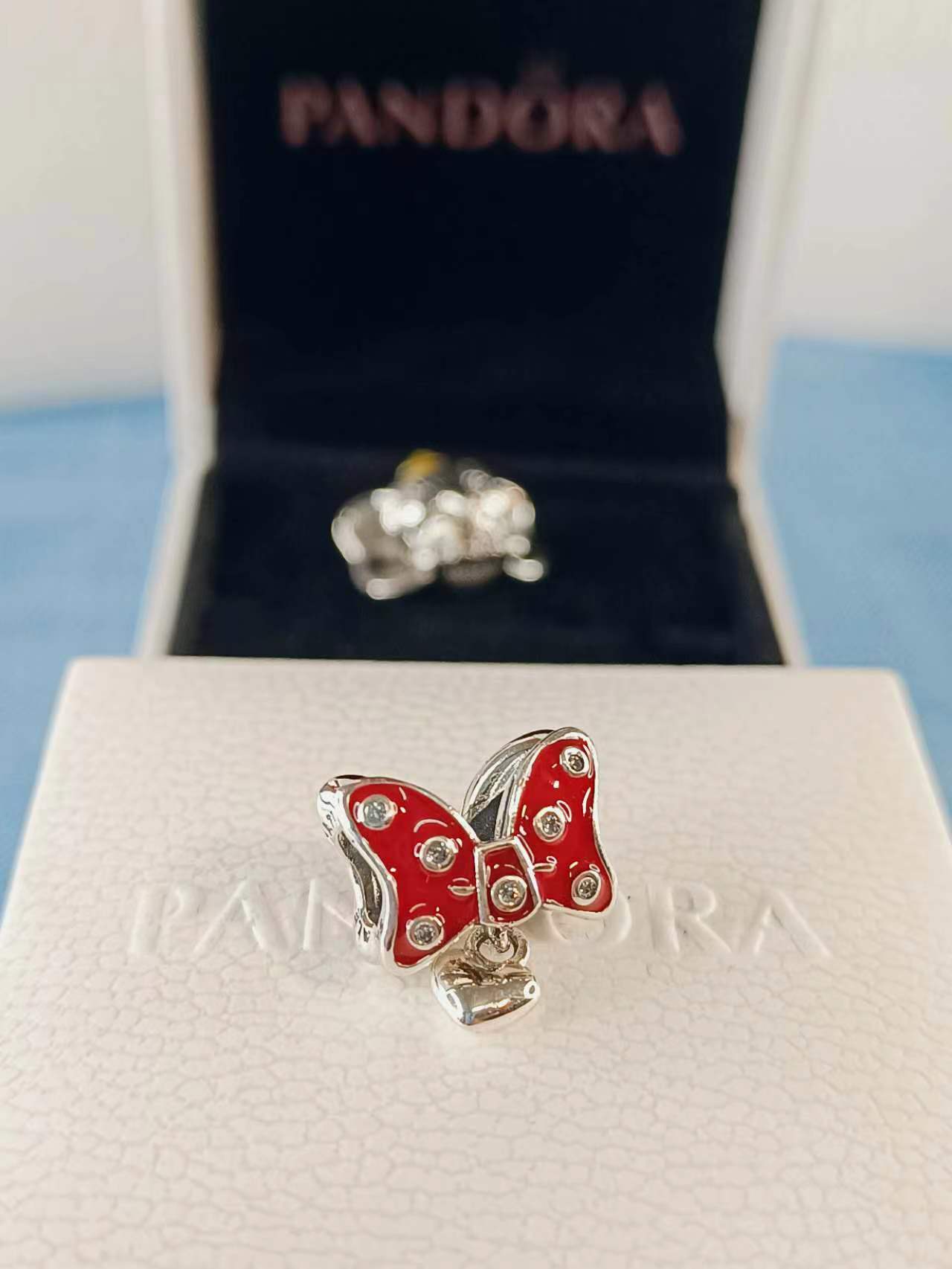 Red Minnie Bow Silver/Enamel Pendant