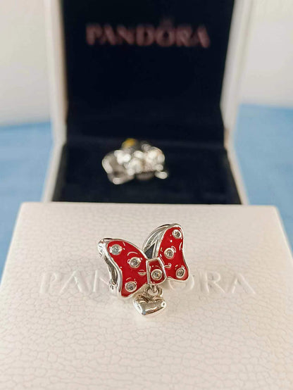 Red Minnie Bow Silver/Enamel Pendant