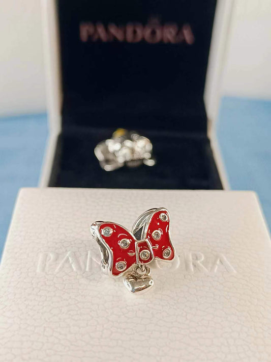 Red Minnie Bow Silver/Enamel Pendant