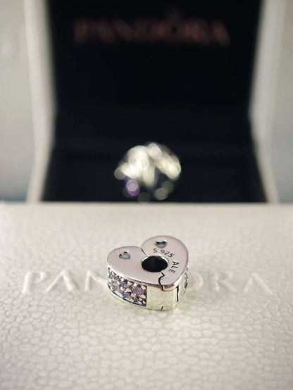 Pink Pavé Heart Clip Charm