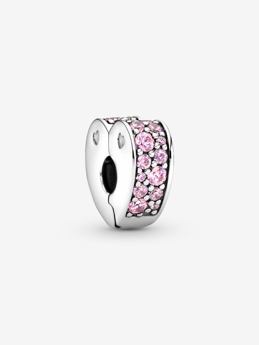Pink Pavé Heart Clip Charm