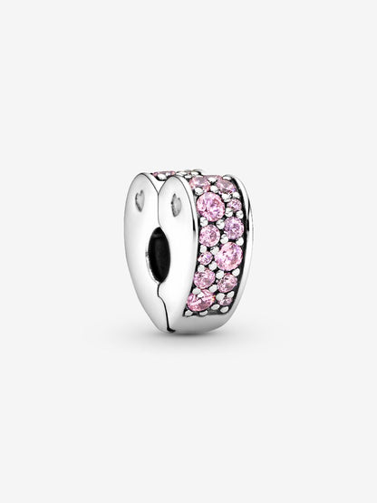 Pink Pavé Heart Clip Charm